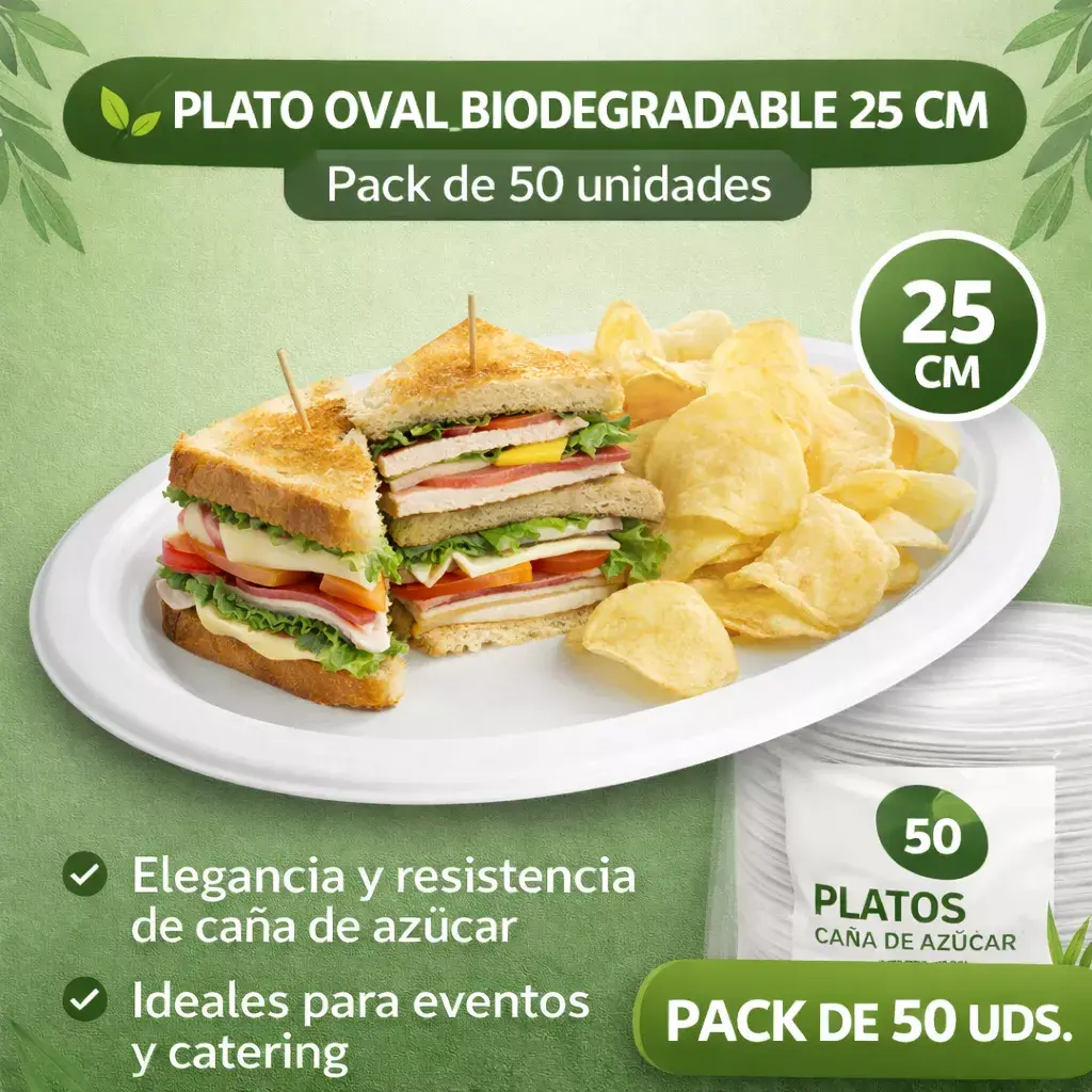 Plato llano biodegradable oval 25 cm.webp