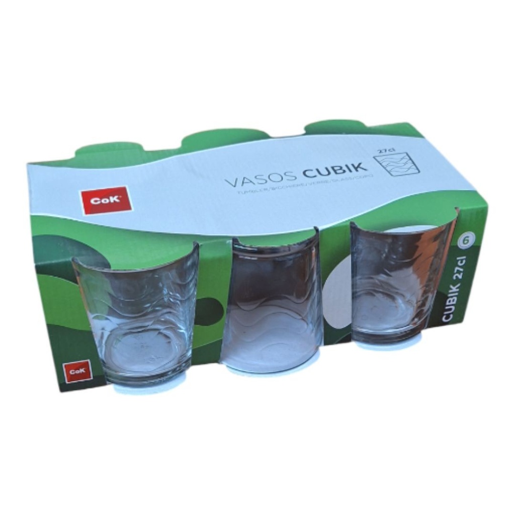 [9001900] Vaso de agua de cristal Cok 27 cl P/6 uds