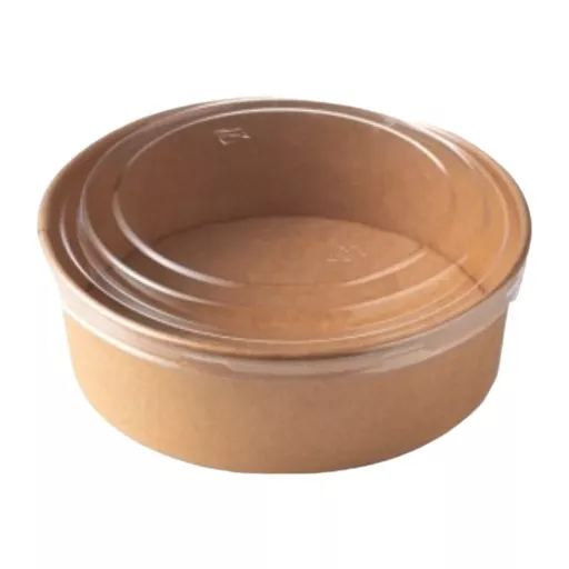 [18001844] Ensaladera de cartón Kraft más tapa 500 cc P/50 uds
