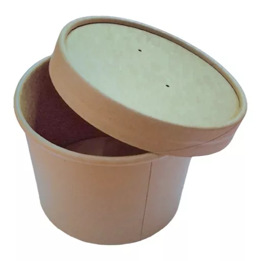 [18021266] Tarrina de cartón Kraft con tapa 500 cc P/25 uds