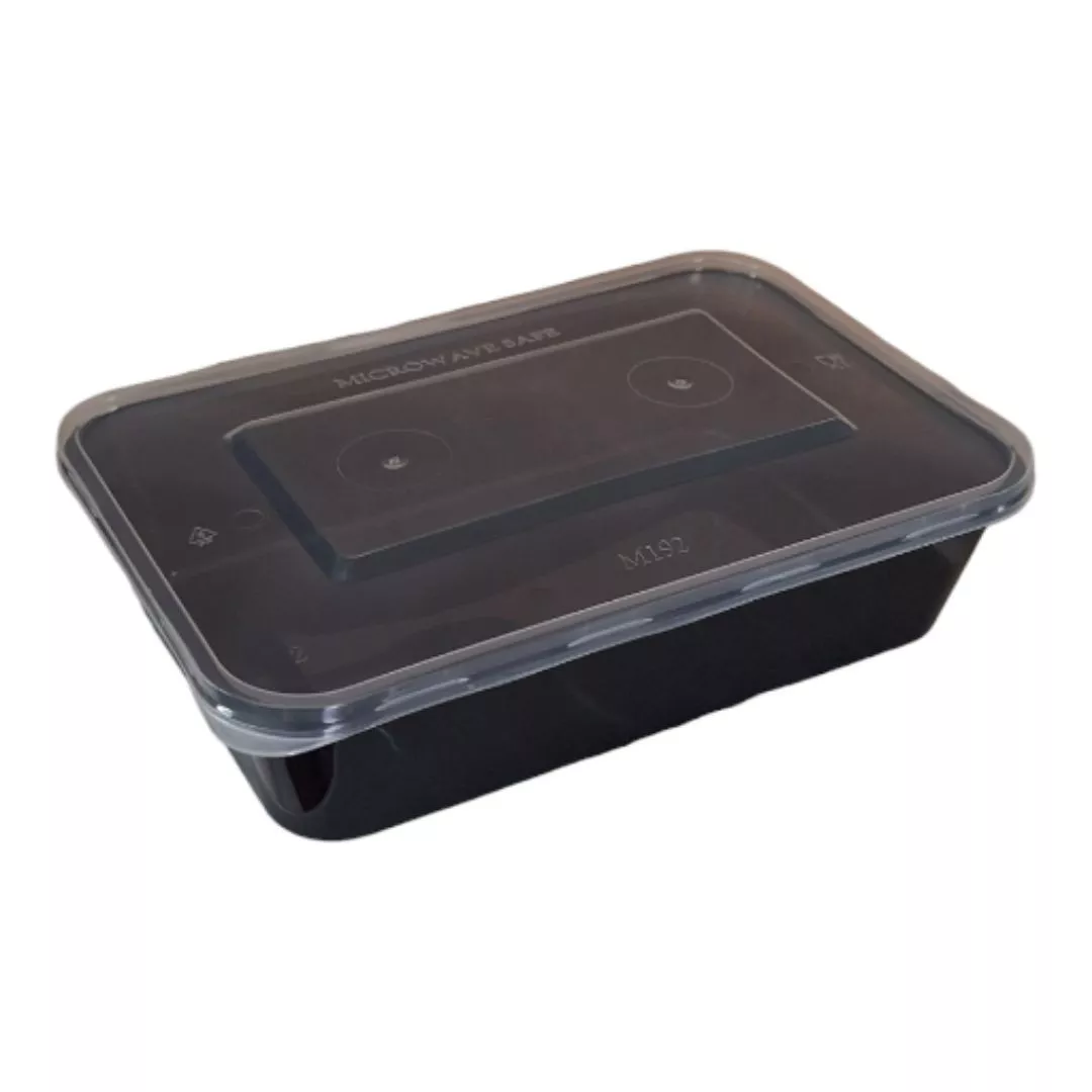 [PDN052] Tarrina negra rectangular con tapa 500 cc P/50 uds