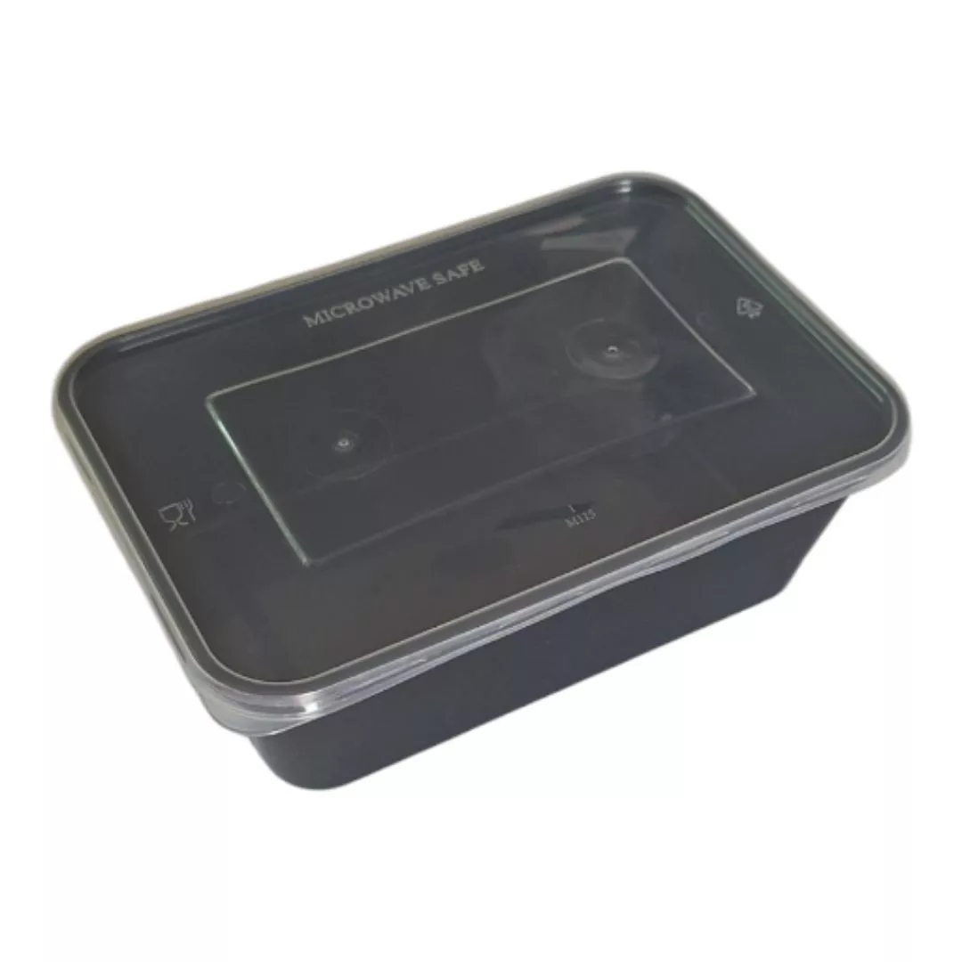 [PDN060] Tarrina negra rectangular con tapa 750 cc P/50 uds