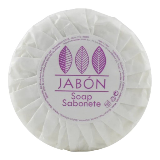 [JB0030] Pastilla de jabón 30 g redondo plise lux C/500 uds