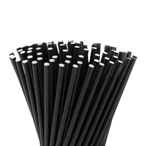 [CAPARE000038] Cañitas de papel negra rectas P/100 uds