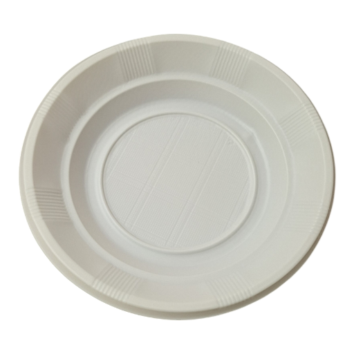 Plato de plástico crema hondo 20 cm P/100 uds