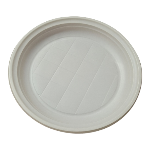 Plato de plástico llano crema 22 cm P/50 uds