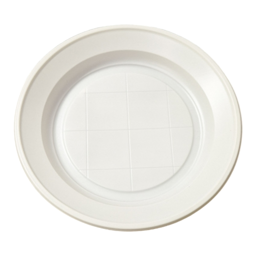 Plato de plástico llano crema 17 cm P/50 uds