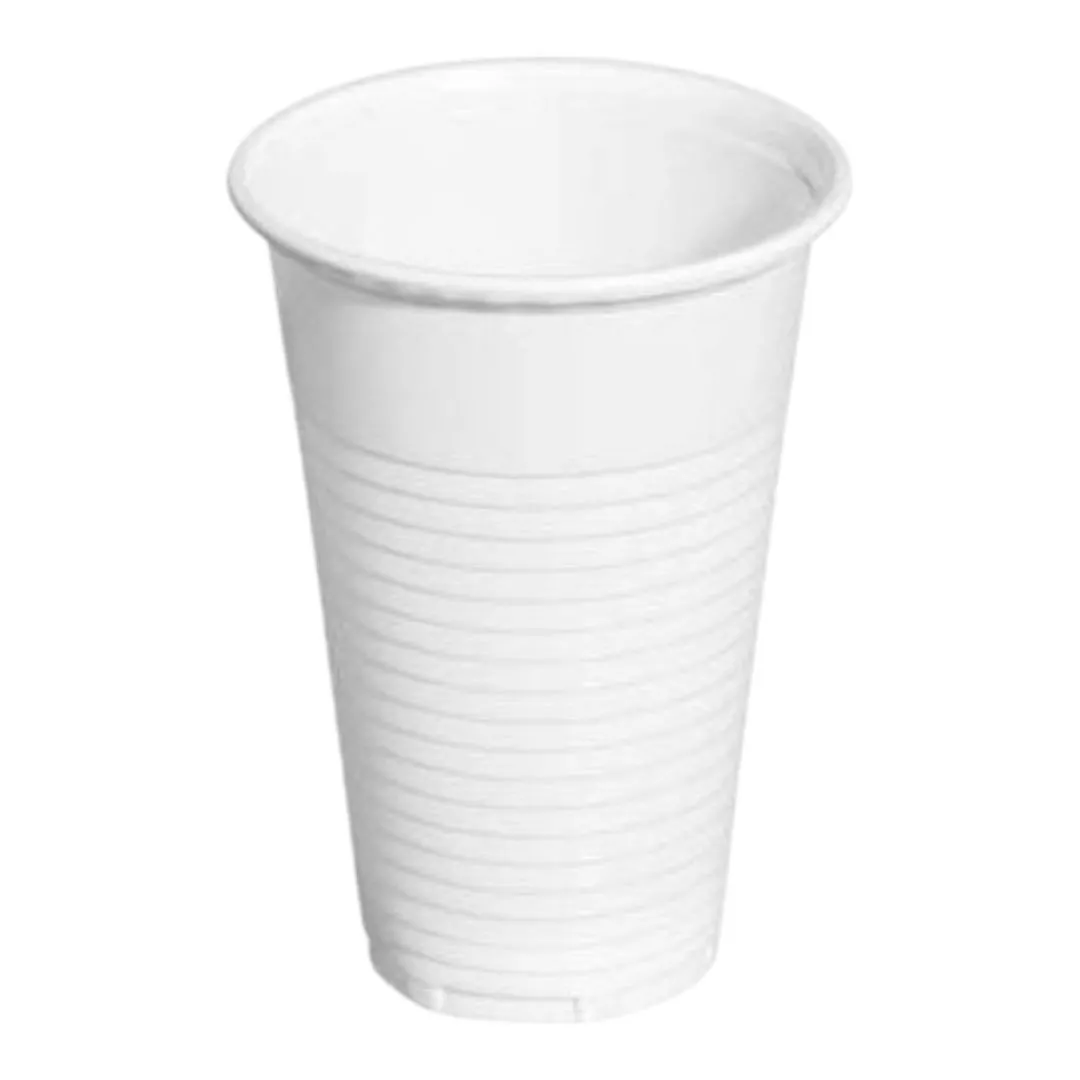 Vaso blanco de plástico 220 cc P/100 uds