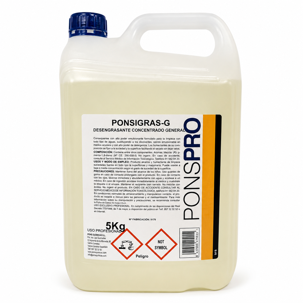 Desengrasante concentrado general Ponsigras-G 6 kg