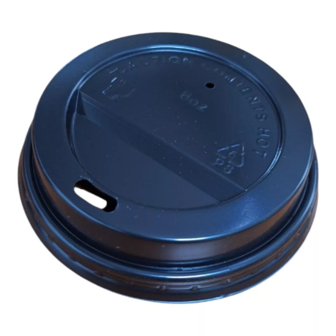 Tapa negra para vaso de cartón 240 cc P/100 uds