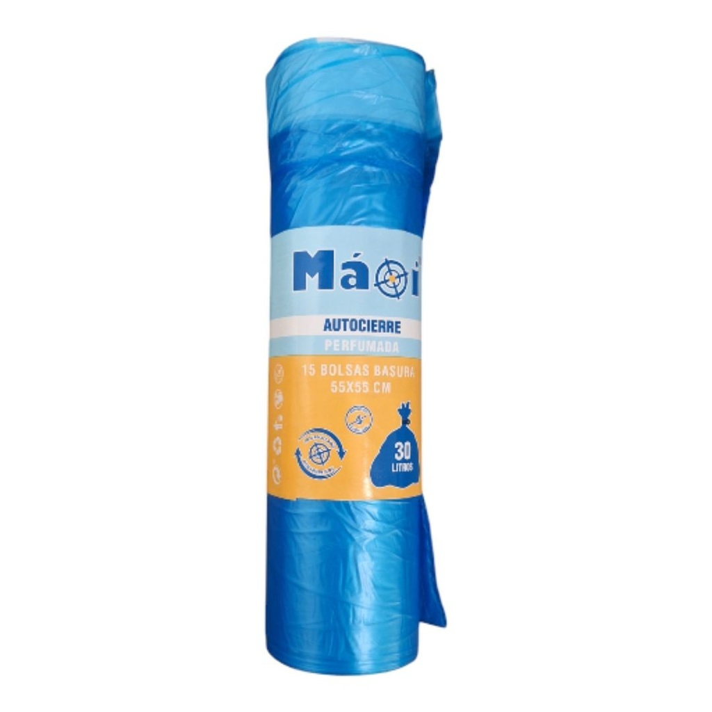 [77004022] Bolsa de basura autocierre azul 55x55 R/15 uds